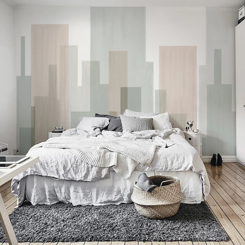 Einfache Farbblock-Wandtapete für Schlafzimmer, moderne Wandverkleidung, nach Maß Clearhalo