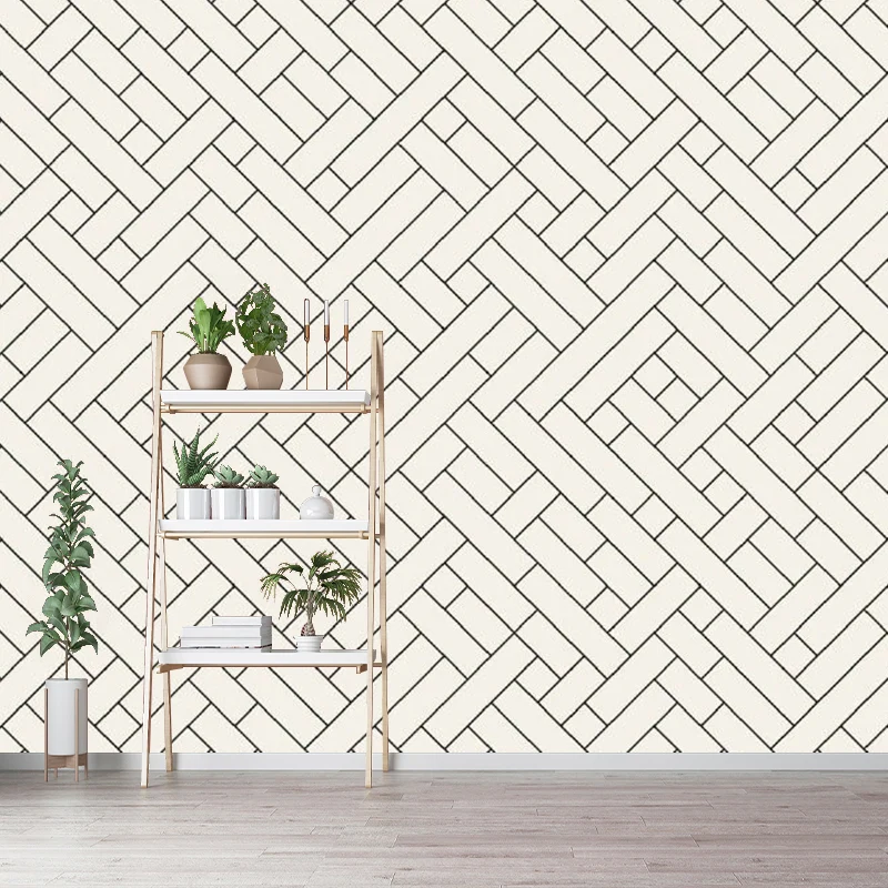Einfache, geometrisch verwobene Wandbilder, schwarz-weiße, schmutzabweisende Wandkunst für das Wohnzimmer Clearhalo