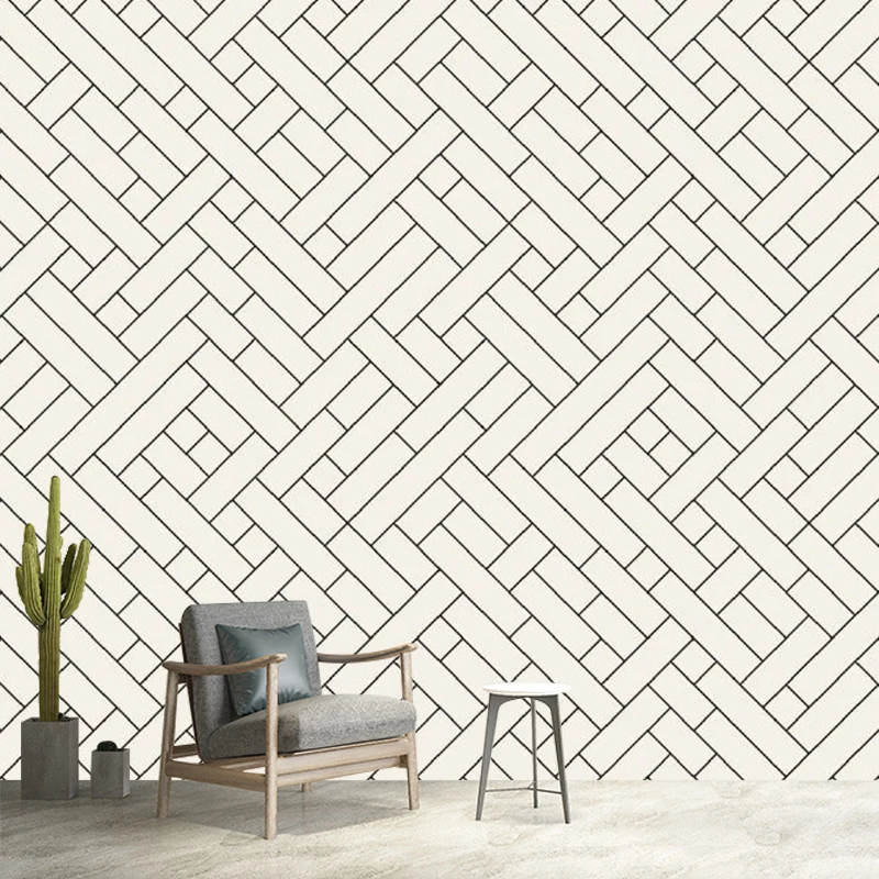 Einfache, geometrisch verwobene Wandbilder, schwarz-weiße, schmutzabweisende Wandkunst für das Wohnzimmer Clearhalo