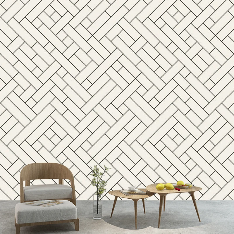 Einfache, geometrisch verwobene Wandbilder, schwarz-weiße, schmutzabweisende Wandkunst für das Wohnzimmer Clearhalo
