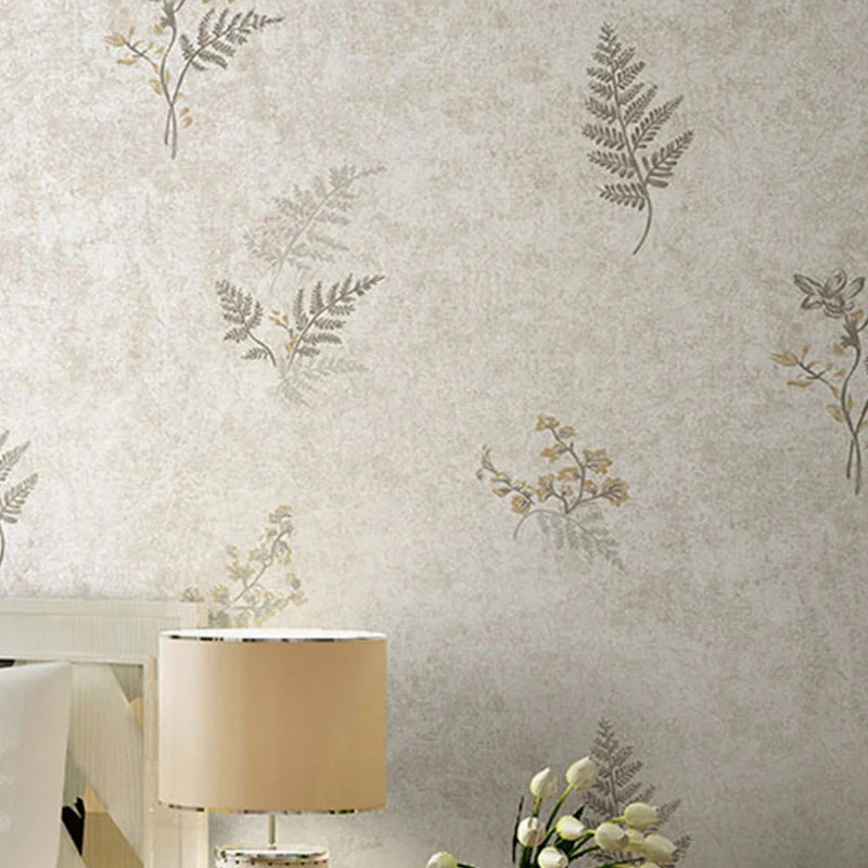 Einfache Mimosen- und Blatttapete sanften Farben als Wandkunst für das Wohnzimmer, 33 Fuß L x 20,5 Zoll B Clearhalo