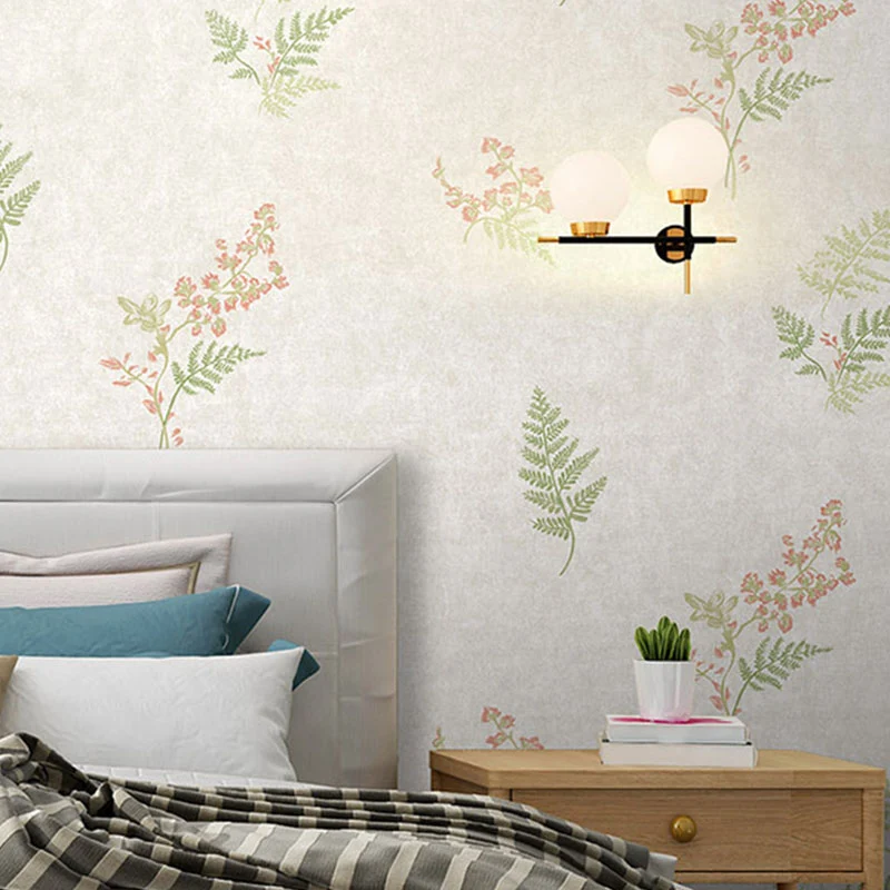 Einfache Mimosen- und Blatttapete sanften Farben als Wandkunst für das Wohnzimmer, 33 Fuß L x 20,5 Zoll B Clearhalo