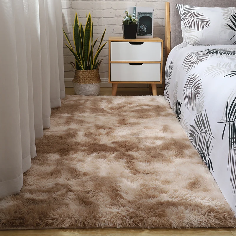 Einfacher Teppich mit Batikmuster, mehrfarbig, nordischer Teppich, Kunstwolle, rutschfeste Rückseite, waschbarer Teppich f...