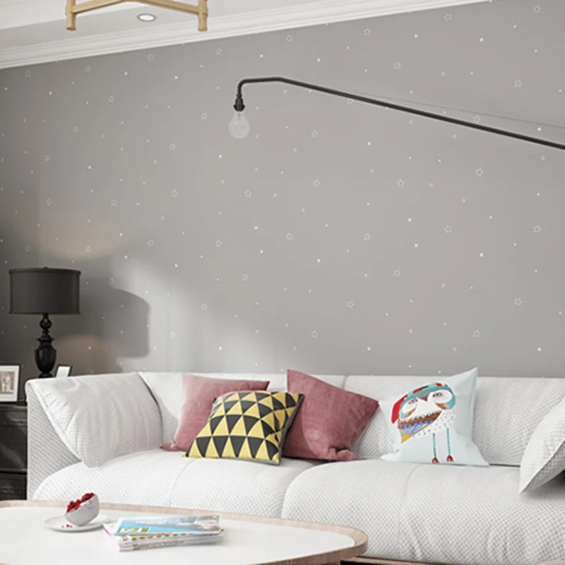 Einfarbige, selbstklebende, dekorative Tapete für Kinder, einfacher Stern, 33' L x 20,5" B Clearhalo