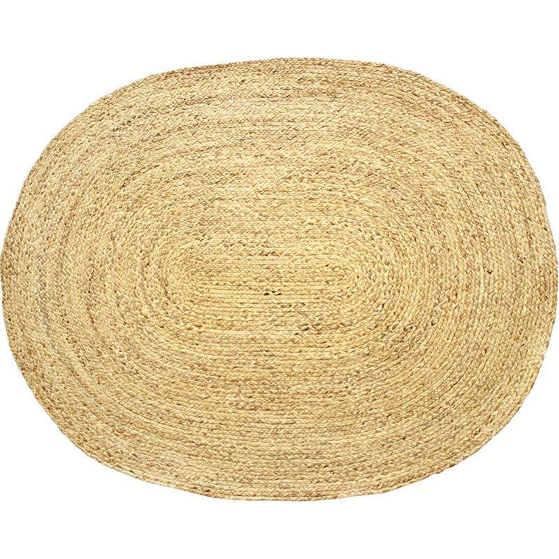 Einfarbiger Landhaus-Teppich Beige und Gelb, rutschfester, haustierfreundlicher, waschbarer Jute-Teppich, ideal zum Lernen...