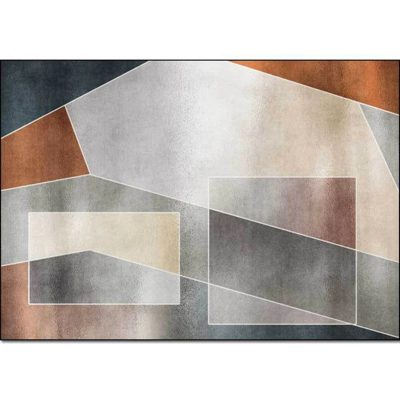 Einzigartiger Colorblock-Teppich Grau und Braun, einfacher Teppich aus waschbarem Polyester mit rutschfester Rückseite für...