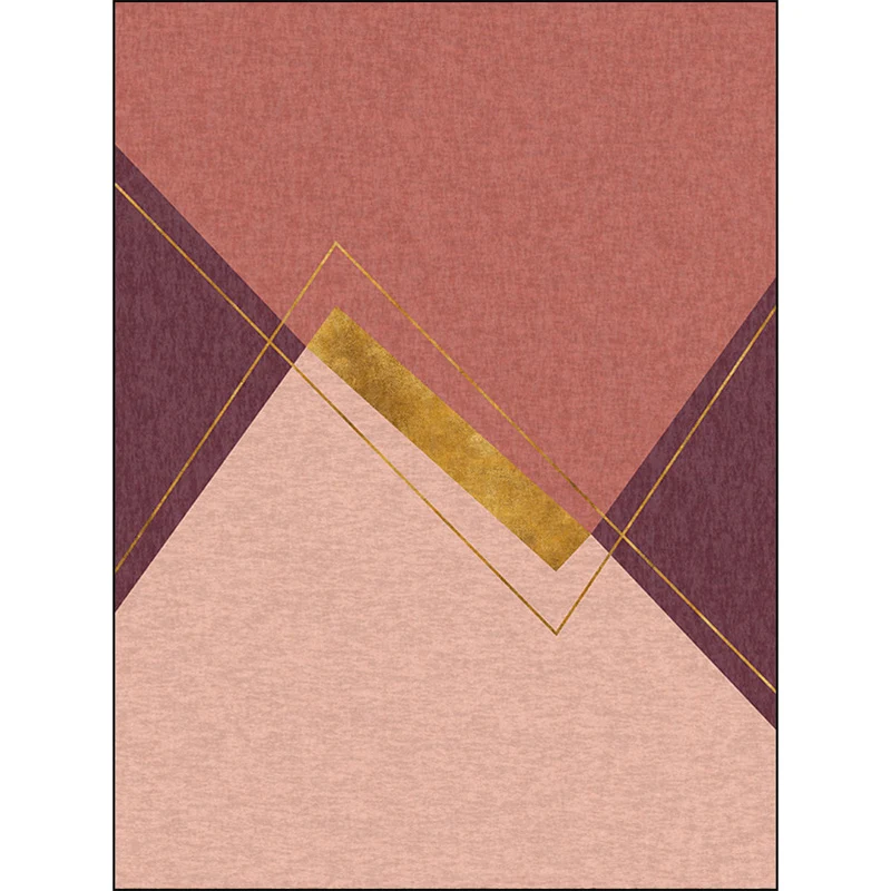 Einzigartiger Colorblock-Teppich Rosa und Rot, einfacher Teppich aus waschbarem Polyester mit rutschfester Rückseite für d...