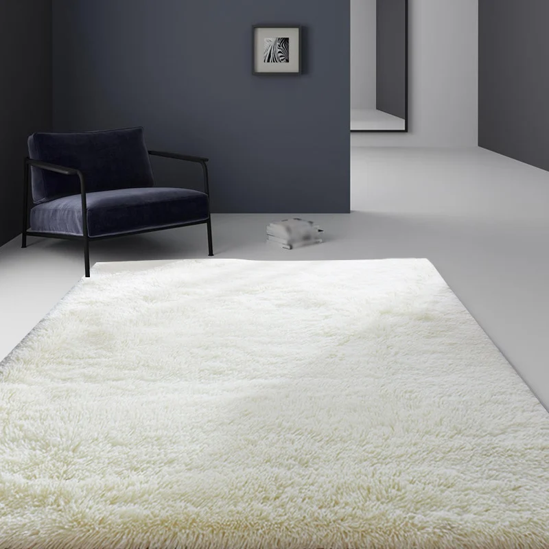 Einzigartiger einfarbiger Teppich, legerer Teppich, waschbarer Teppich aus Kunstfell für das Wohnzimmer Clearhalo
