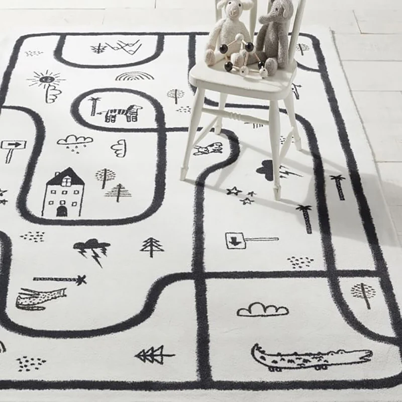 Einzigartiger Teppich für Kinderzimmer, mehrfarbiger Teppich mit Pflanzenmuster, rutschfester, haustierfreundlicher, schmu...