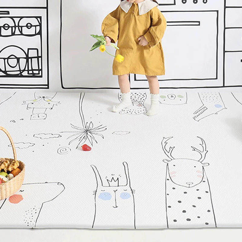 Einzigartiger Teppich für Kinderzimmer, mehrfarbiger Teppich mit Pflanzenmuster, rutschfester, haustierfreundlicher, schmu...
