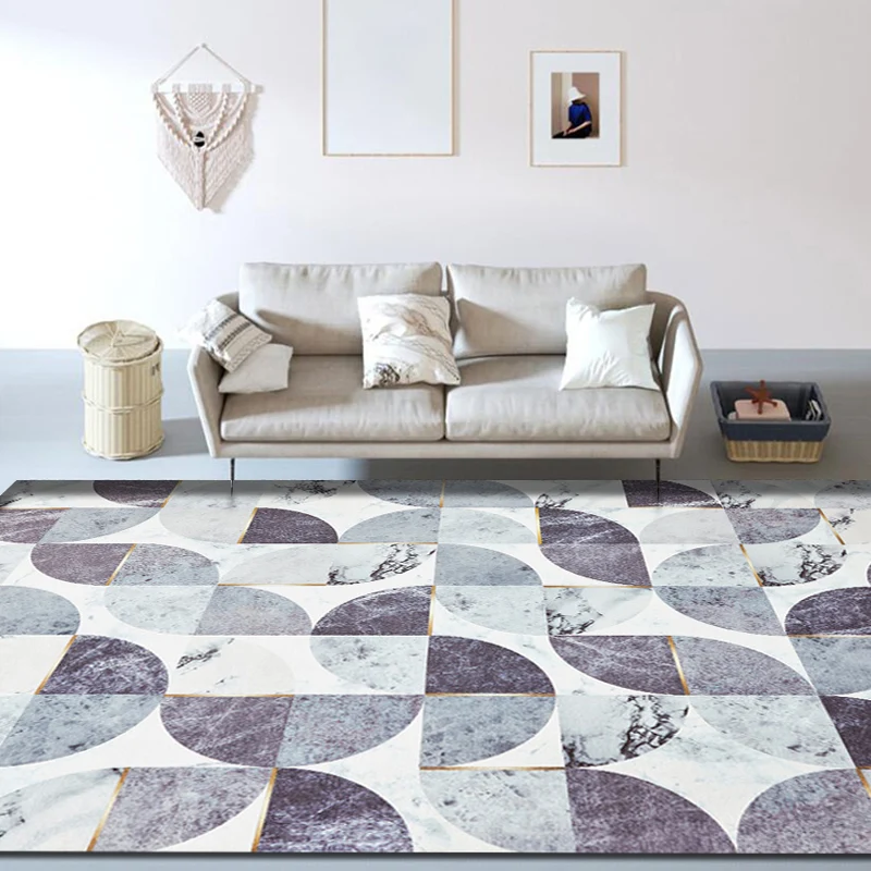 Einzigartiger Teppich mit geometrischem Muster, grauer Modernismus-Teppich, Polyester, haustierfreundlich, waschbar, rutsc...