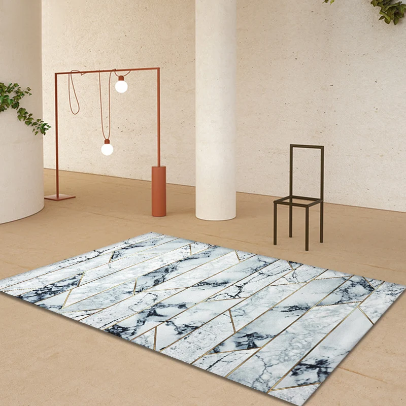 Einzigartiger Teppich mit geometrischem Muster, grauer Modernismus-Teppich, Polyester, haustierfreundlich, waschbar, rutsc...