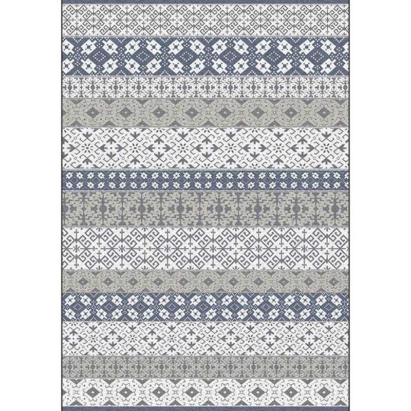 Einzigartiger Teppich mit Stammesmuster, grauer Vintage-Teppich, waschbarer Polyester-Teppich mit rutschfester Rückseite f...