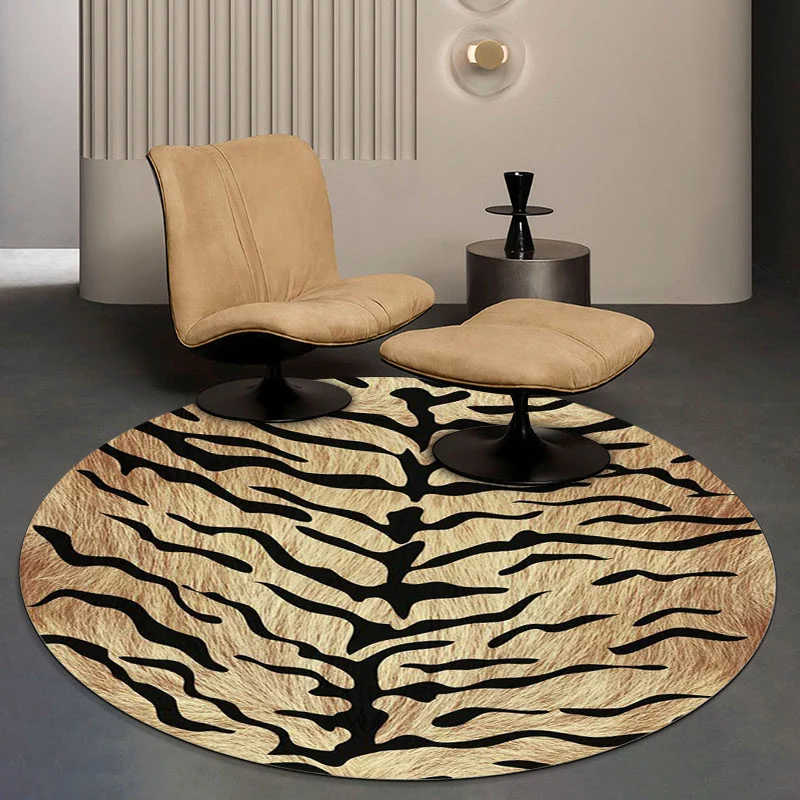 Einzigartiger Teppich mit Tigermuster, braun, einfacher Teppich, waschbarer Polyester-Teppich mit rutschfester Rückseite f...