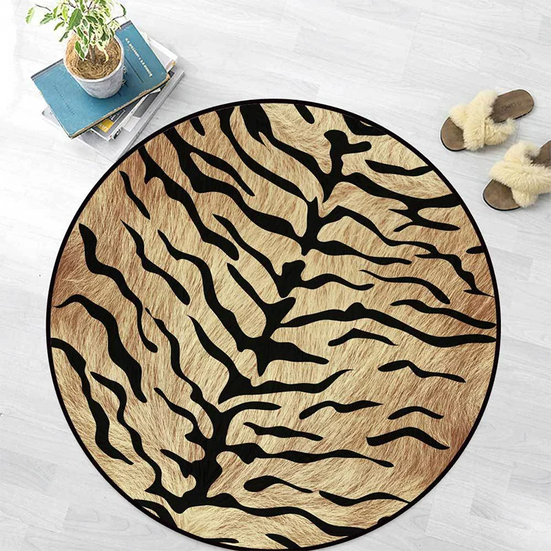 Einzigartiger Teppich mit Tigermuster, braun, einfacher Teppich, waschbarer Polyester-Teppich mit rutschfester Rückseite f...