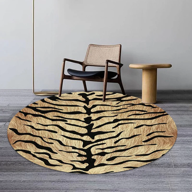 Einzigartiger Teppich mit Tigermuster, braun, einfacher Teppich, waschbarer Polyester-Teppich mit rutschfester Rückseite f...