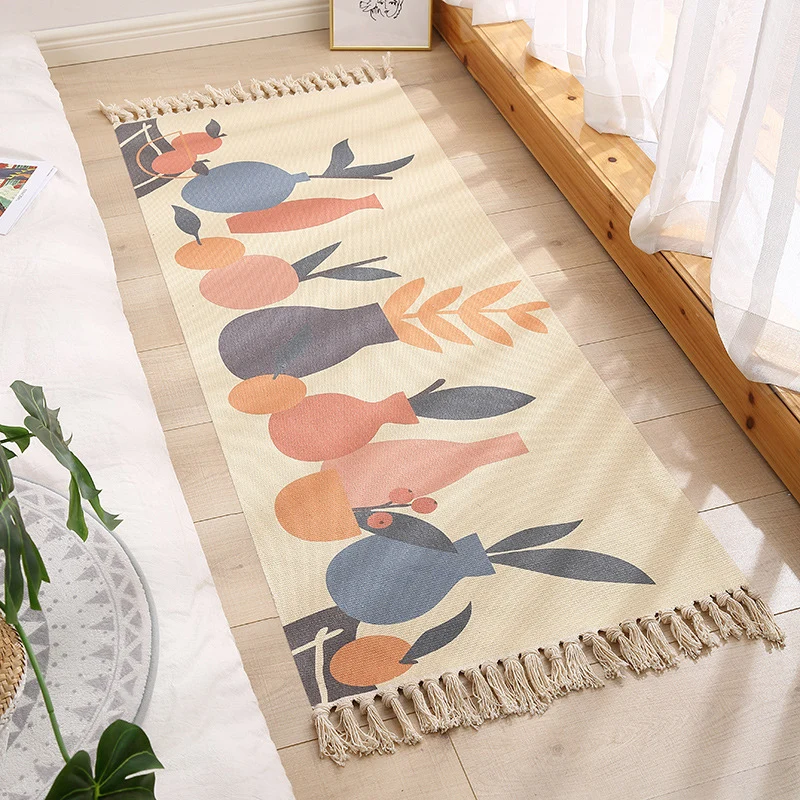 Eklektischer Teppich mit geometrischem Druck, mehrfarbiger Jute-Innenteppich, pflegeleichter, haustierfreundlicher Teppich...
