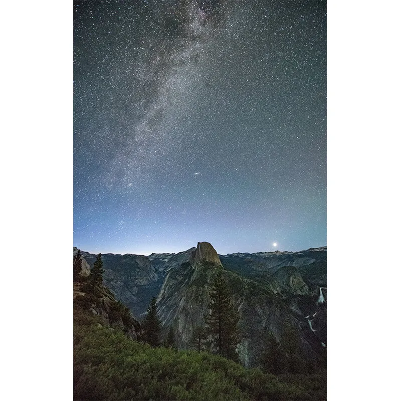 Enorme Fotografie, einfache Wandtapete für Akzentwand mit Galaxie- und Berg-Design Blau Clearhalo