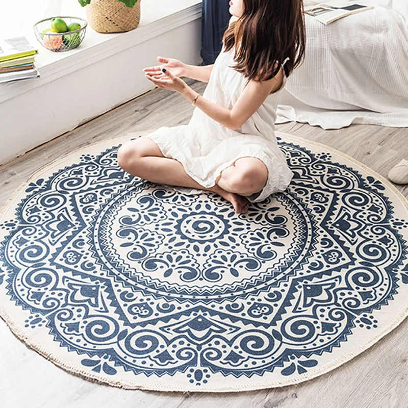 Exotischer Bohemian-Teppich, heller Mandala-Teppich, haustierfreundlich, waschbarer Teppich für Wohnzimmer Clearhalo