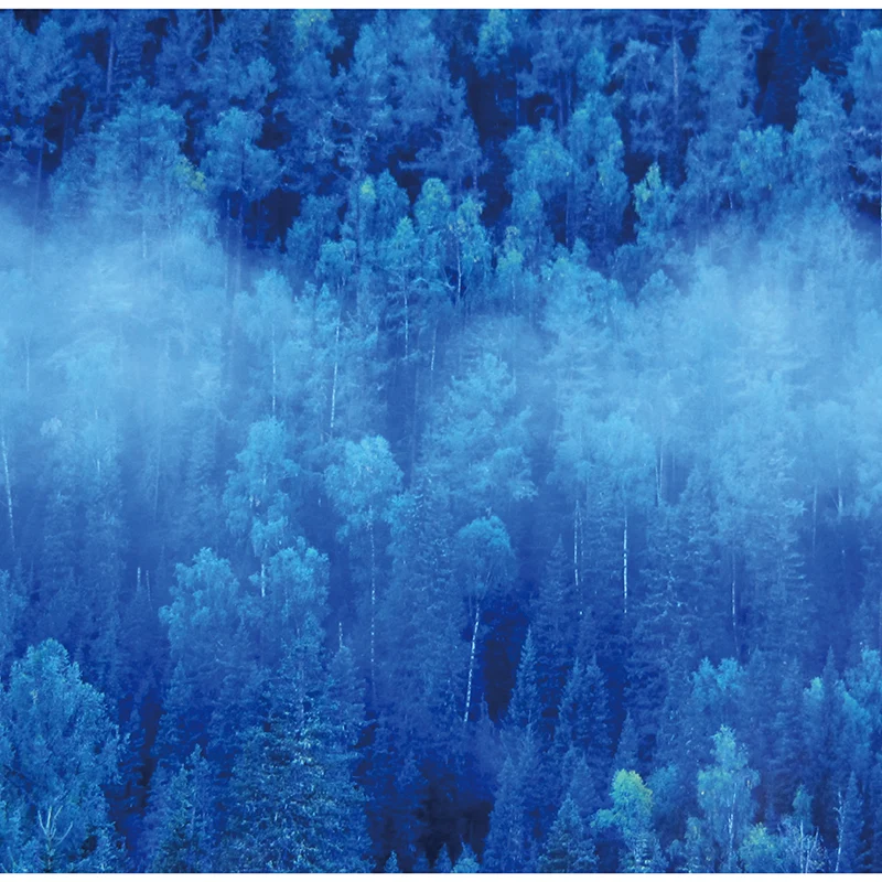 Extra großer Wald-Wandaufkleber für Badezimmer, Wandverkleidung mit Blumendruck Blau, wasserabweisend Clearhalo