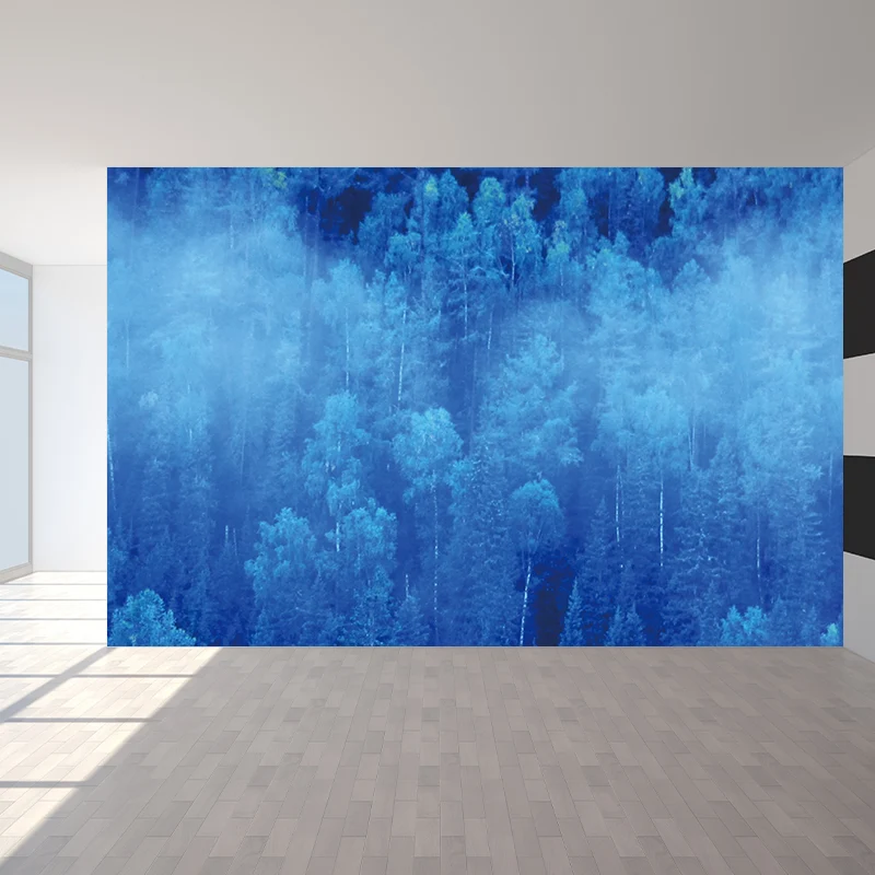 Extra großer Wald-Wandaufkleber für Badezimmer, Wandverkleidung mit Blumendruck Blau, wasserabweisend Clearhalo