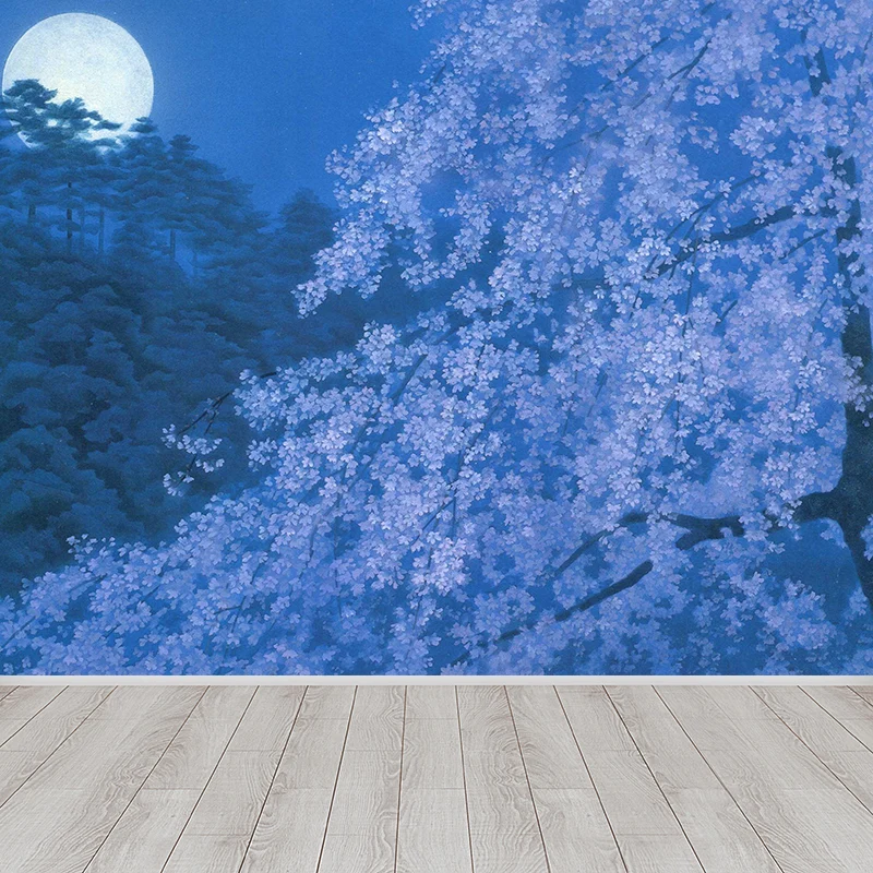 Extra großes Blumenblüten-Wandbild, blaue Vlies-Wandkunst für die Inneneinrichtung, personalisierbar Clearhalo