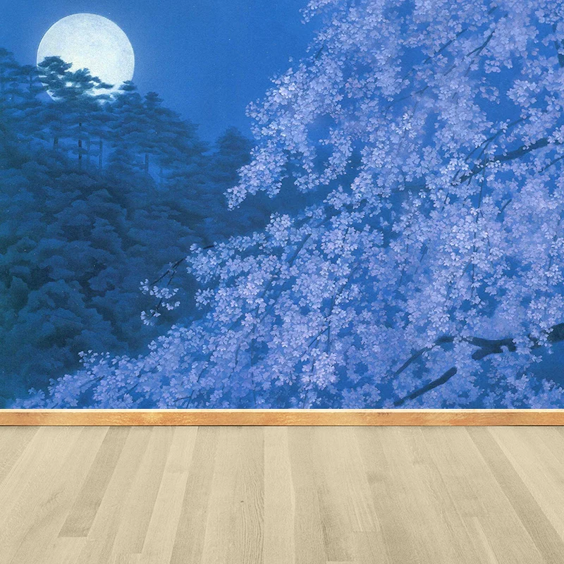 Extra großes Blumenblüten-Wandbild, blaue Vlies-Wandkunst für die Inneneinrichtung, personalisierbar Clearhalo