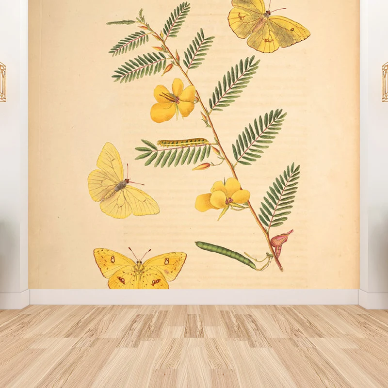 Extra großes botanisches Wandbild Beige, Vlies-Wandkunst für die Inneneinrichtung, personalisierbar Clearhalo