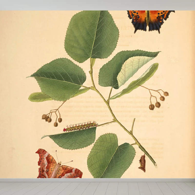 Extra großes botanisches Wandbild Beige, Vlies-Wandkunst für die Inneneinrichtung, personalisierbar Clearhalo