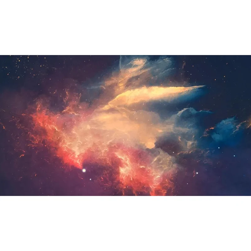 Extra großes minimalistisches Wandbild orangefarbener und blauer Nebelwandkunst, individuell bedruckt Clearhalo