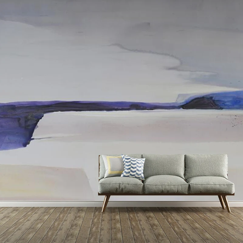 Extra großes, von Asien inspiriertes Wandbild, lila und blaues Ölgemälde, Wandkunst, personalisierte Größe erhältlich Clea...