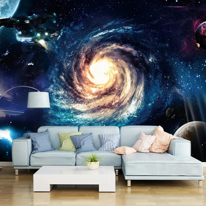 Extragroßes, einfaches Foto-Wandbild für die Heimdekoration mit Galaxienmuster Blau Clearhalo