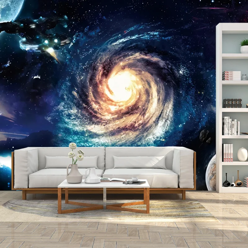Extragroßes, einfaches Foto-Wandbild für die Heimdekoration mit Galaxienmuster Blau Clearhalo
