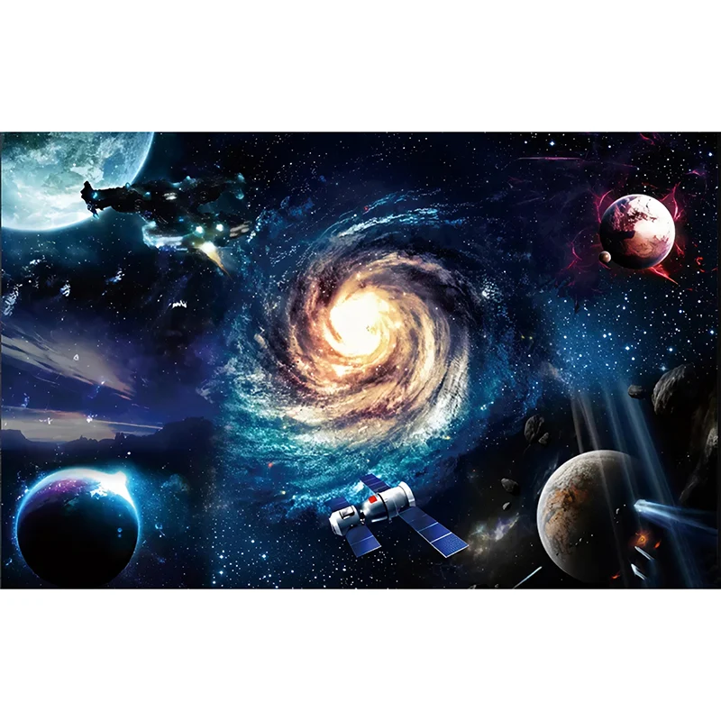 Extragroßes, einfaches Foto-Wandbild für die Heimdekoration mit Galaxienmuster Blau Clearhalo