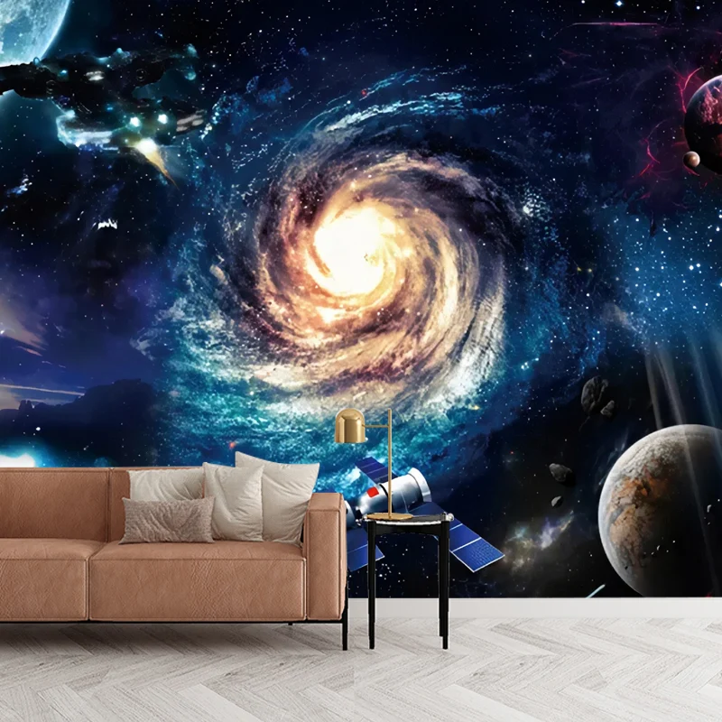 Extragroßes, einfaches Foto-Wandbild für die Heimdekoration mit Galaxienmuster Blau Clearhalo