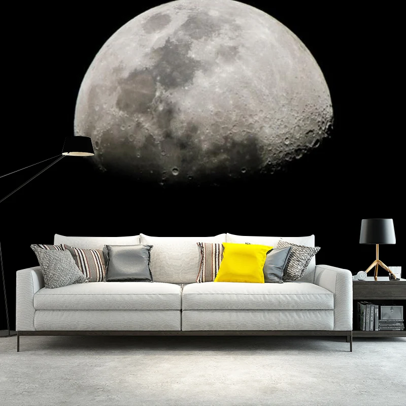 Extragroßes Fotografie-Wandbild für Akzentwand mit Monddesign Schwarz und Grau Clearhalo
