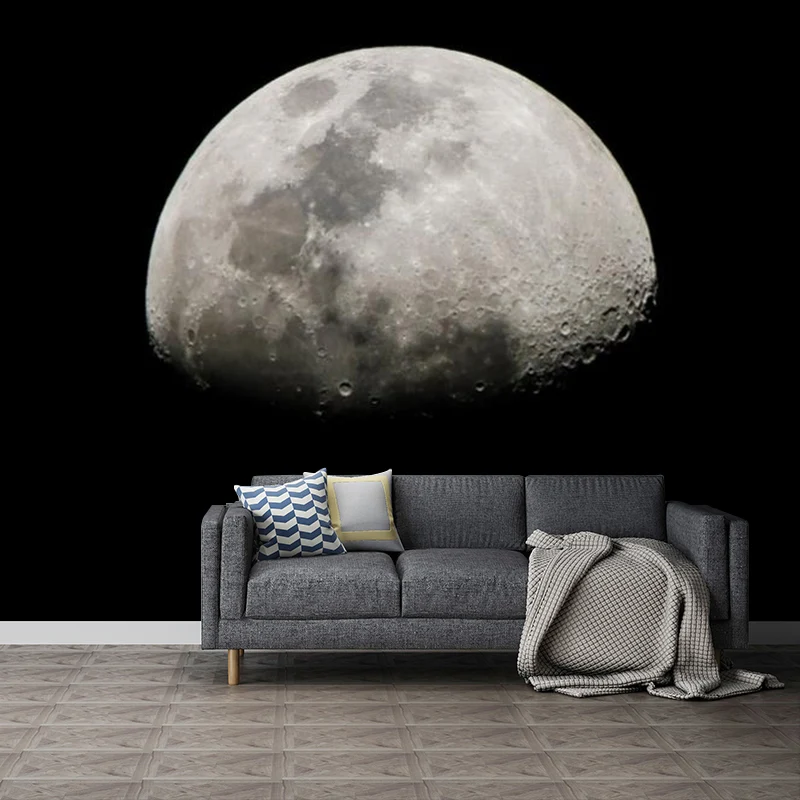 Extragroßes Fotografie-Wandbild für Akzentwand mit Monddesign Schwarz und Grau Clearhalo