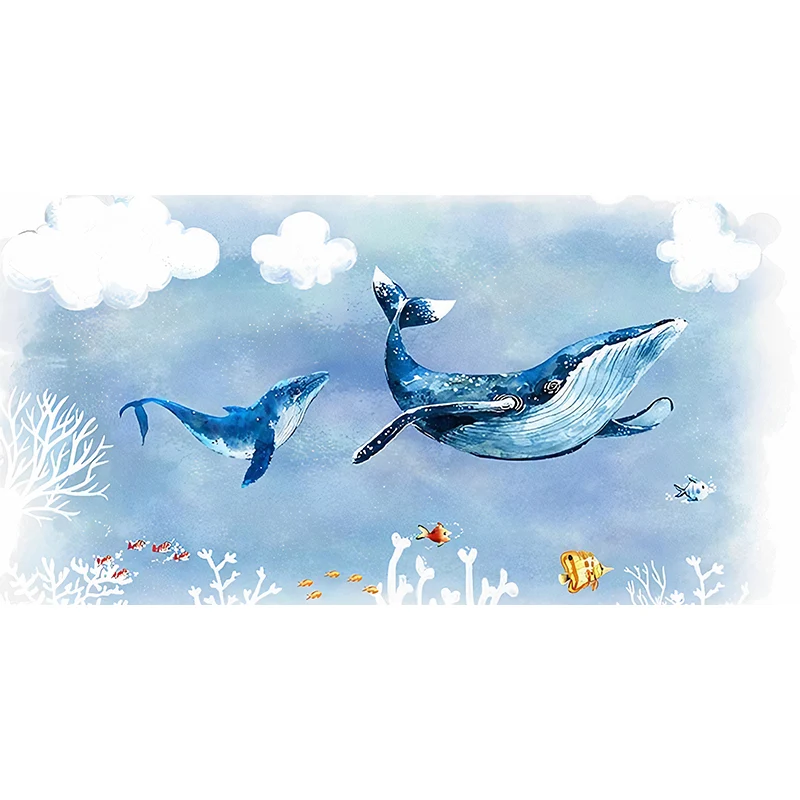 Feuchtigkeitsbeständige Delphin-Wandverkleidung aus Vliesstoff, modernes Wandbild für Kinder Clearhalo