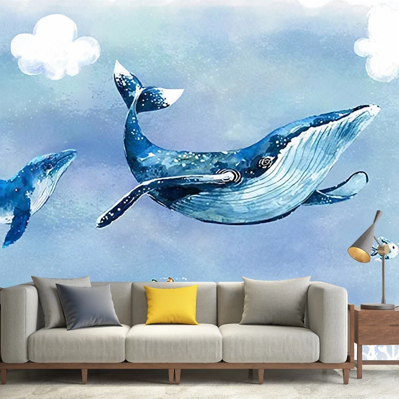 Feuchtigkeitsbeständige Delphin-Wandverkleidung aus Vliesstoff, modernes Wandbild für Kinder Clearhalo