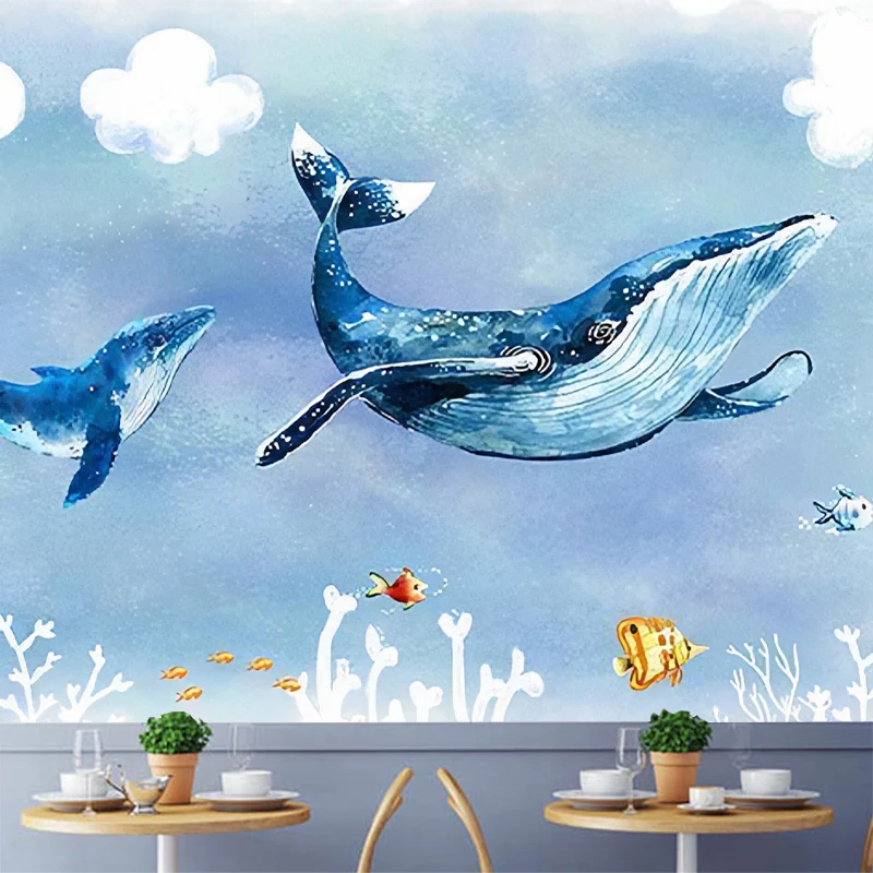 Feuchtigkeitsbeständige Delphin-Wandverkleidung aus Vliesstoff, modernes Wandbild für Kinder Clearhalo