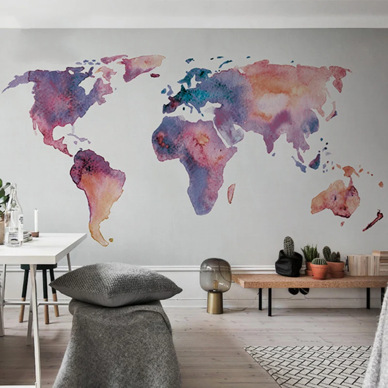 Feuchtigkeitsbeständiges Weltkarten-Wandbild aus Vliesstoff, moderne Wandkunst für den Lesesaal Clearhalo