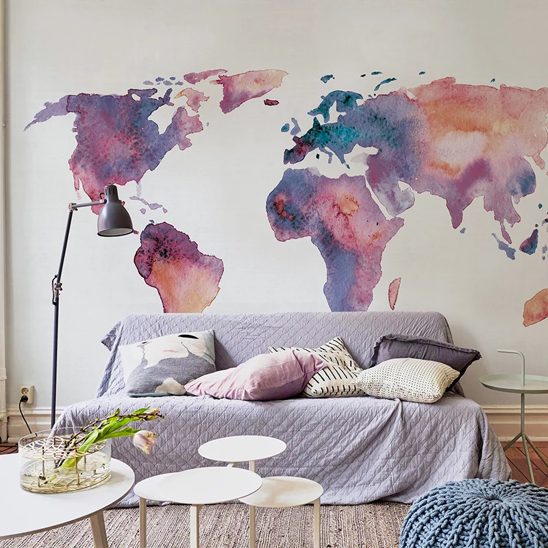 Feuchtigkeitsbeständiges Weltkarten-Wandbild aus Vliesstoff, moderne Wandkunst für den Lesesaal Clearhalo