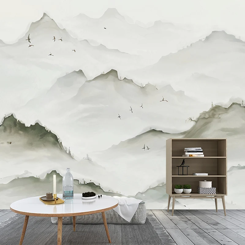 Fleckabweisende Bergwandkunst-Vliestapete im traditionellen Stil für das Wohnzimmer Clearhalo