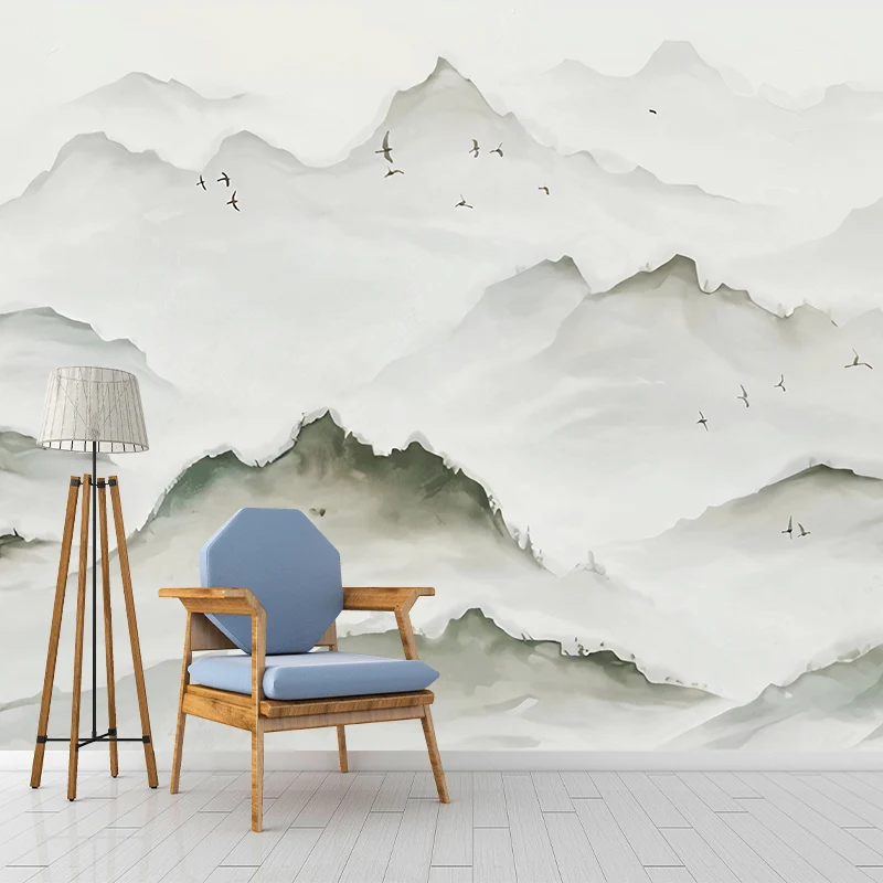 Fleckabweisende Bergwandkunst-Vliestapete im traditionellen Stil für das Wohnzimmer Clearhalo