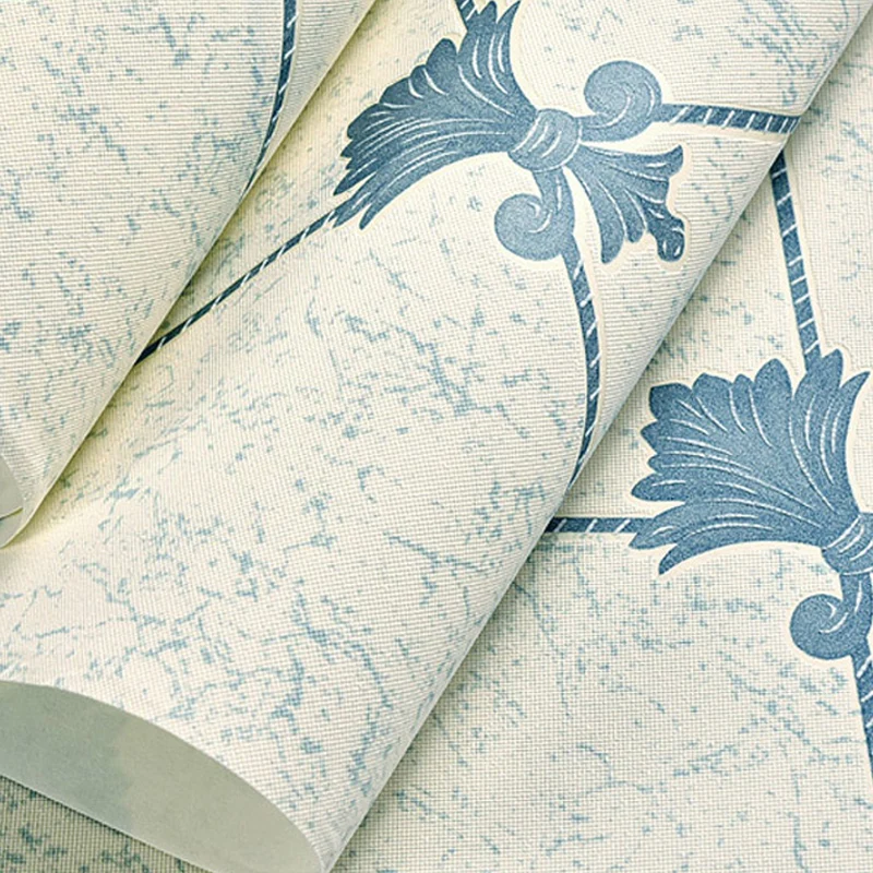 Fleur De Lis Spalier-Tapete, Retro-Stil, 3D-geprägte Wandkunst Hellblau, unbeklebt Clearhalo