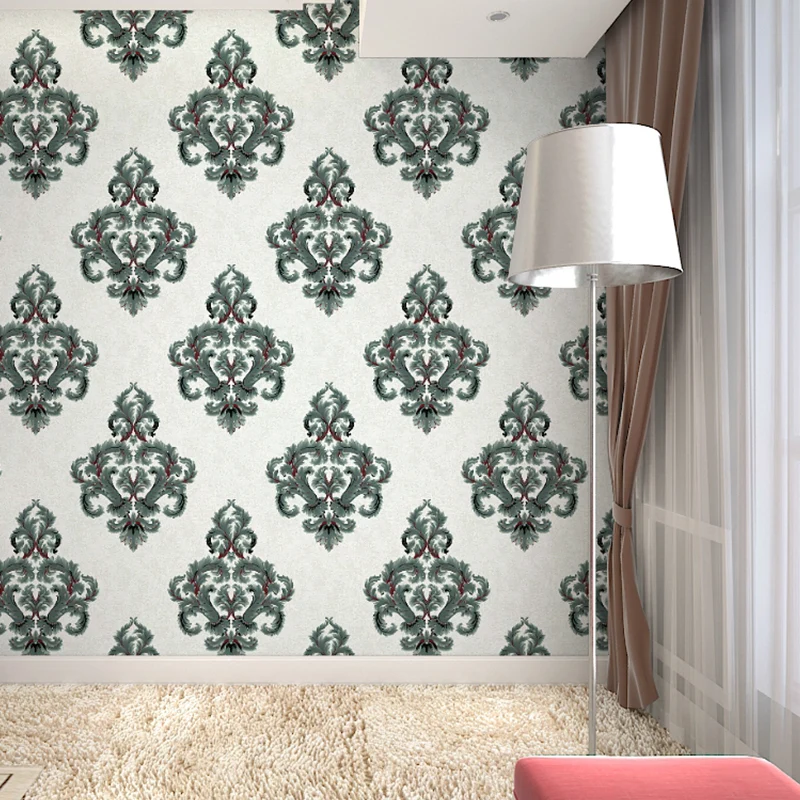 Florale Damast-Tapete, glamouröse 3D-geprägte Wandverkleidung hellem Silber für Schlafzimmer Clearhalo