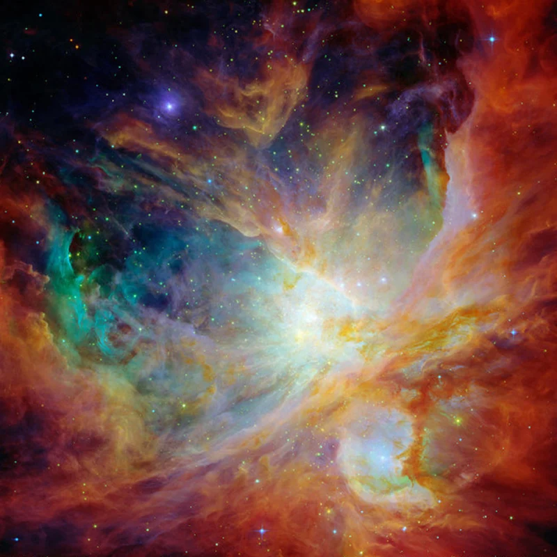 Fotografie Leuchtende Galaxie-Wandtapete für Schlafzimmerdekoration Orange, nach Maß gefertigt Clearhalo