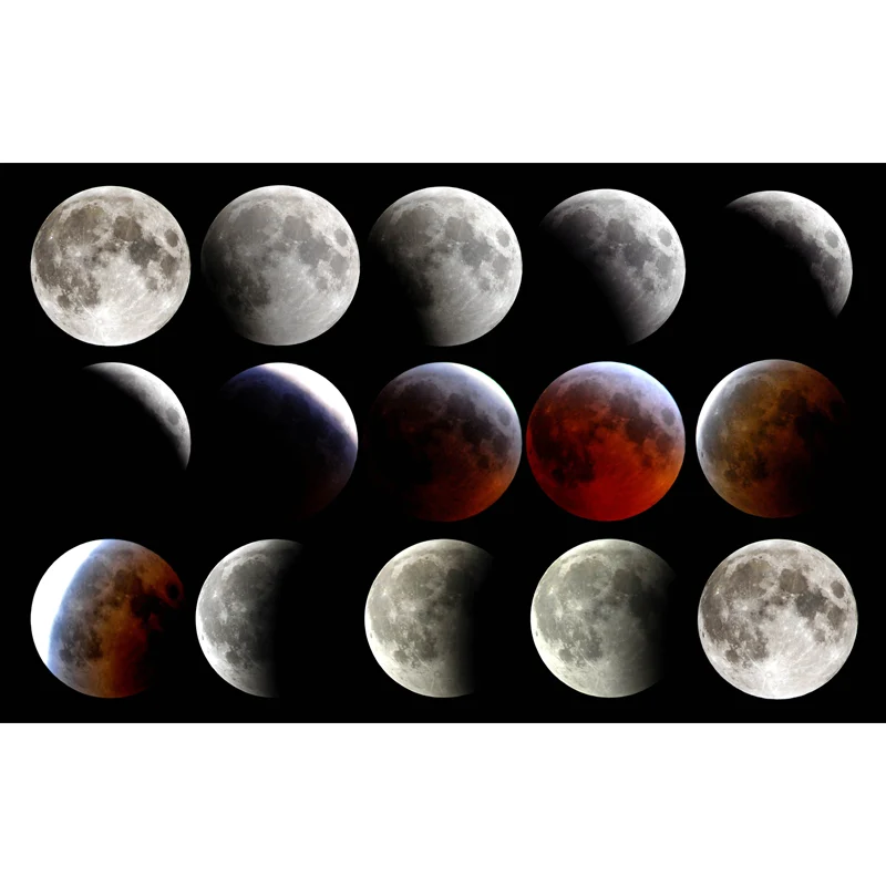 Fotografie Mondfinsternis-Wandbild für Kinderzimmer, Grau-Rot, individuelle Größe erhältlich Clearhalo