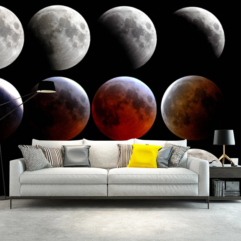 Fotografie Mondfinsternis-Wandbild für Kinderzimmer, Grau-Rot, individuelle Größe erhältlich Clearhalo