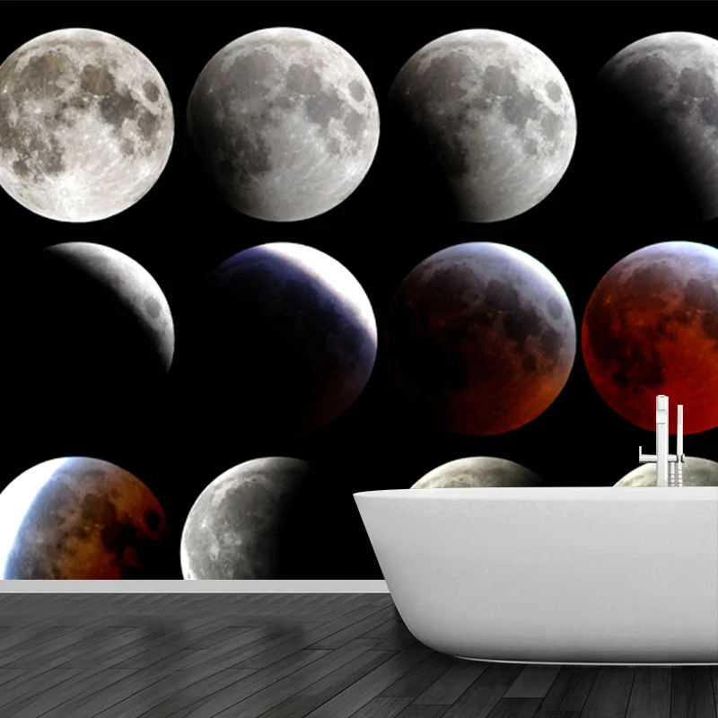 Fotografie Mondfinsternis-Wandbild für Kinderzimmer, Grau-Rot, individuelle Größe erhältlich Clearhalo